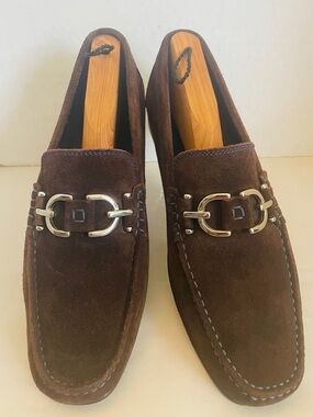Donald J. Pliner Men's Dark Brown Suede Bit Loafers Size 10M